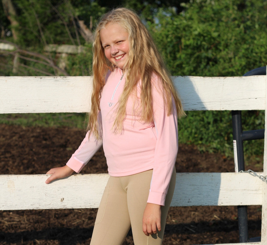TuffRider Youth Long Sleeve Ventilated Technical Sport Shirt – UV Protection, Quick-Dry, Mesh Undersleeves