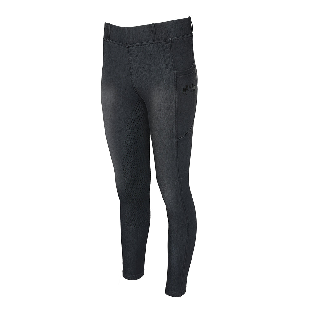 Equine Couture Ladies Denim Full Seat Silicon Tights with Phone Pocket