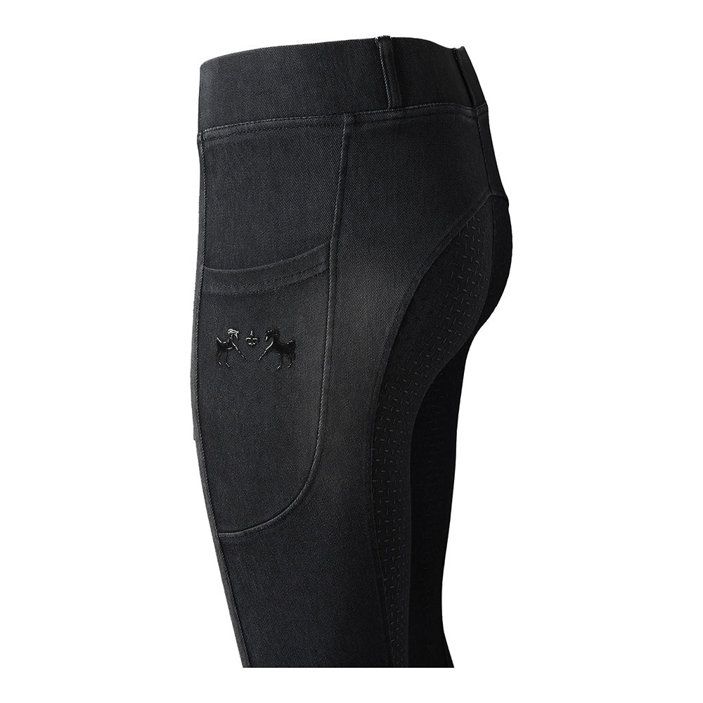 Equine Couture Ladies Denim Full Seat Silicon Tights with Phone Pocket