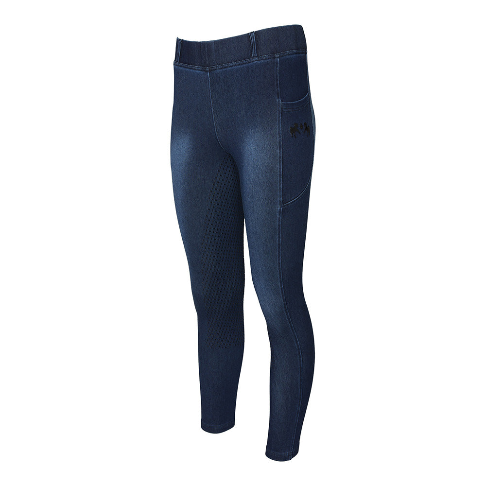 Equine Couture Ladies Denim Full Seat Silicon Tights with Phone Pocket