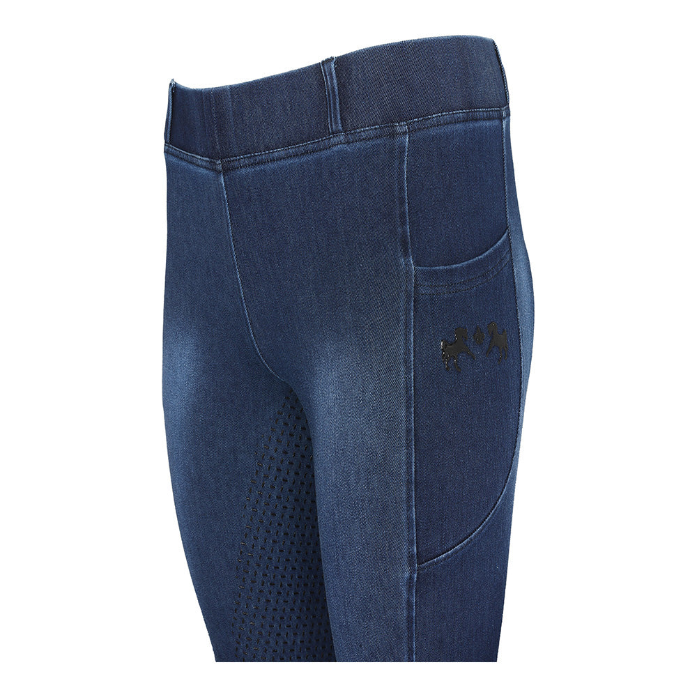 Equine Couture Ladies Denim Full Seat Silicon Tights with Phone Pocket