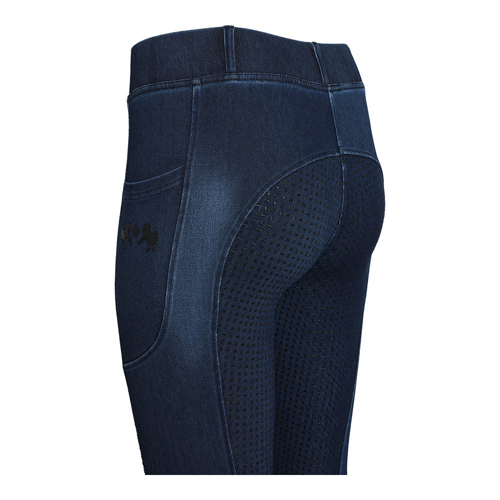 Equine Couture Ladies Denim Full Seat Silicon Tights with Phone Pocket