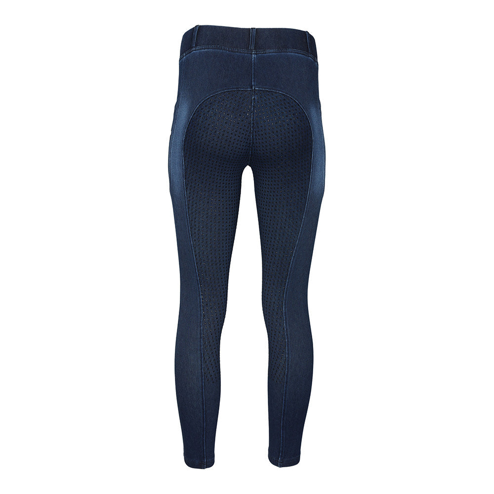 Equine Couture Ladies Denim Full Seat Silicon Tights with Phone Pocket