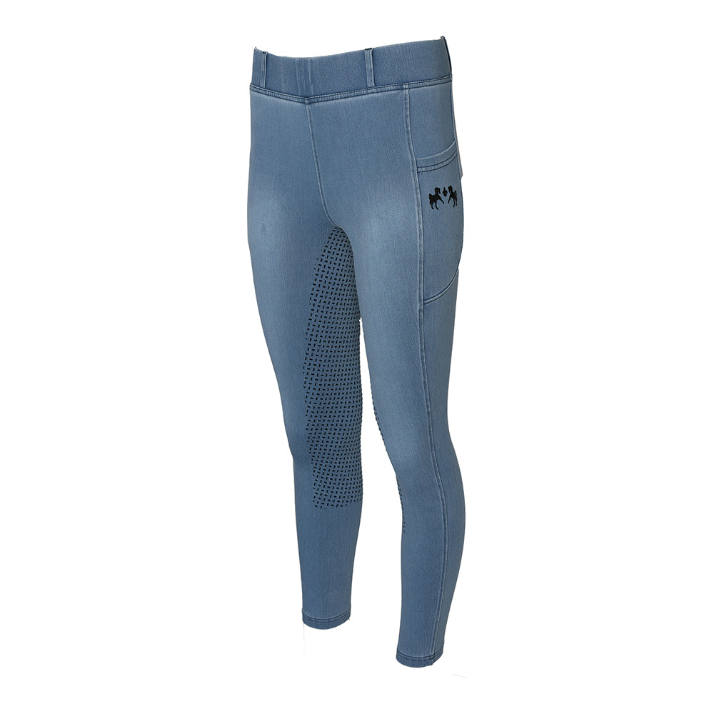 Equine Couture Ladies Denim Full Seat Silicon Tights with Phone Pocket