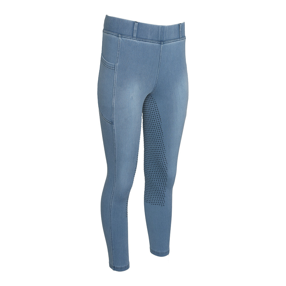 Equine Couture Ladies Denim Full Seat Silicon Tights with Phone Pocket