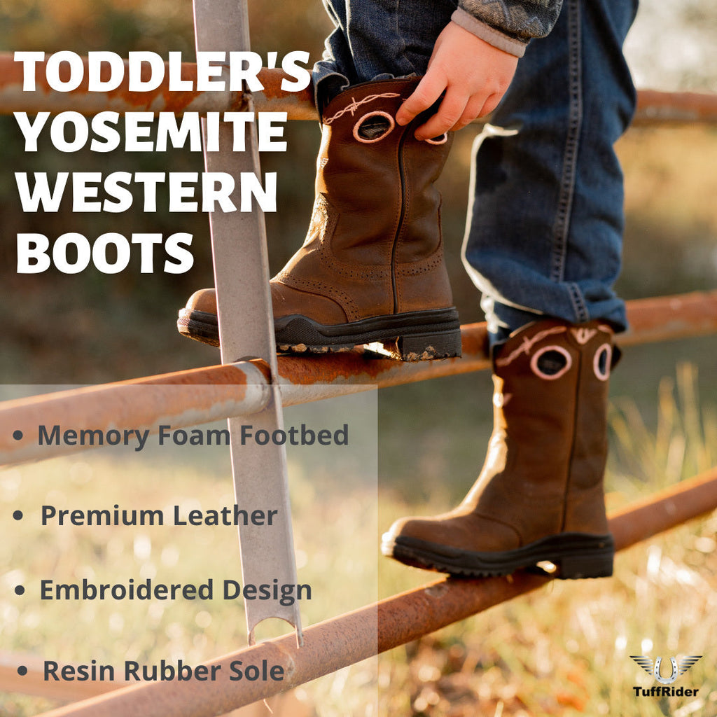 TuffRider Toddlers Yosemite Barbed Wire Embroidered Round Toe Western Boots