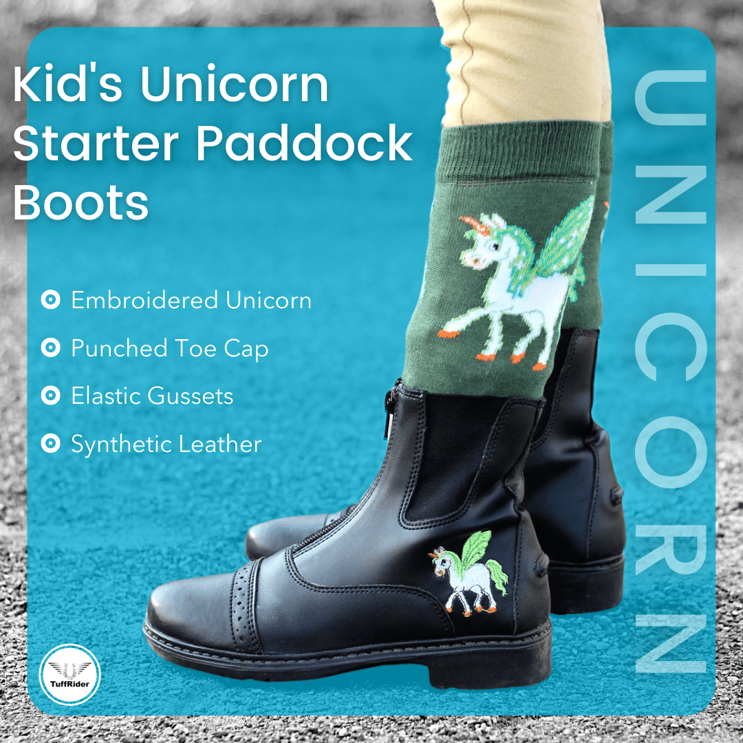 TuffRider Childrens Unicorn Front Zip Paddock Boots Black