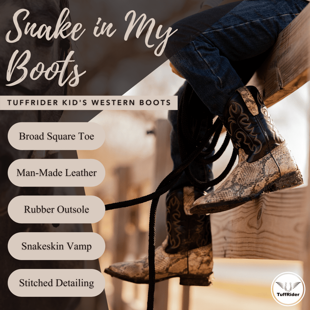 TuffRider Children's Black Snake in My Boot Western Leather Boots