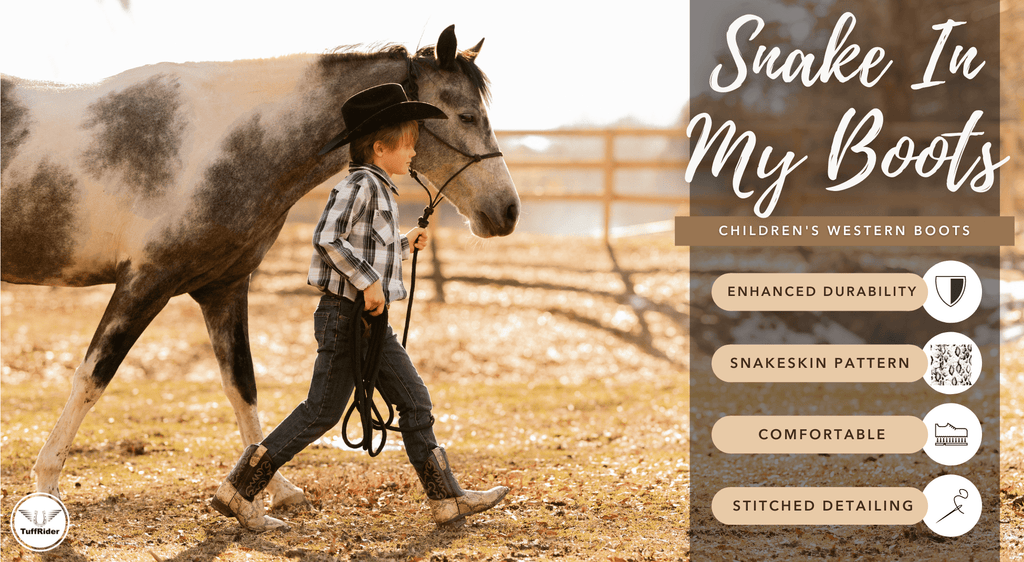 TuffRider Children's Black Snake in My Boot Western Leather Boots