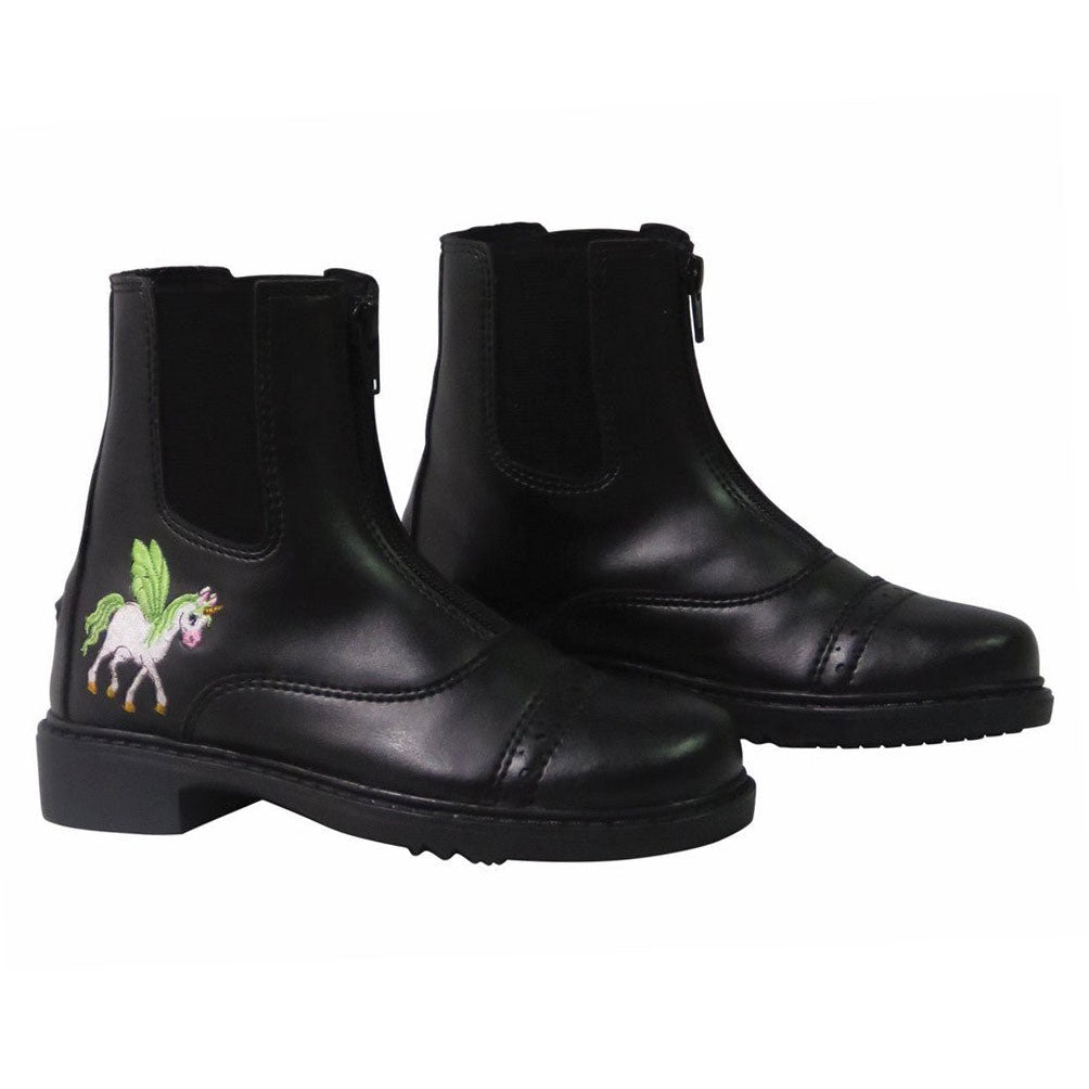 TuffRider Childrens Unicorn Front Zip Paddock Boots Black