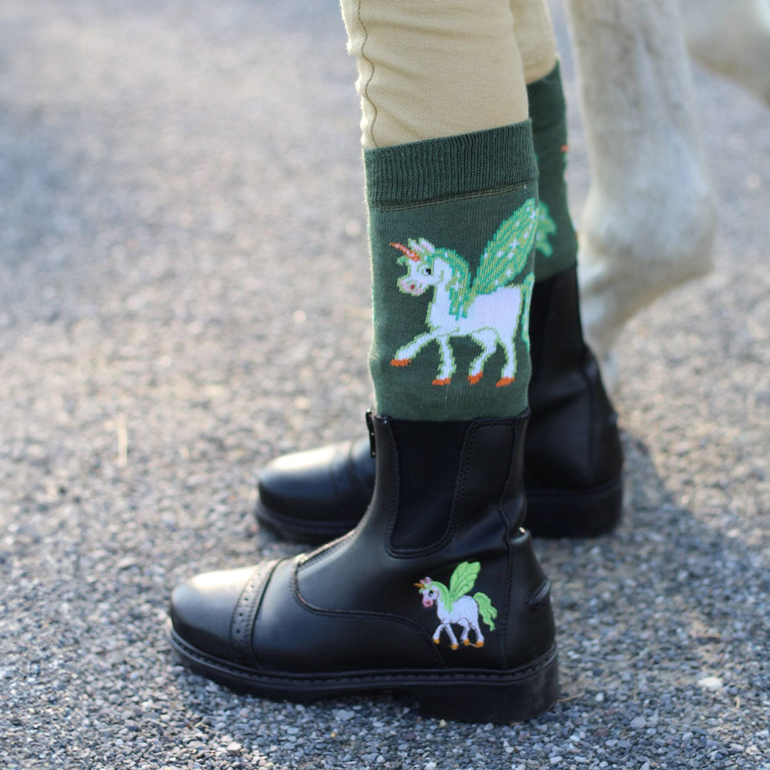 TuffRider Childrens Unicorn Front Zip Paddock Boots Black