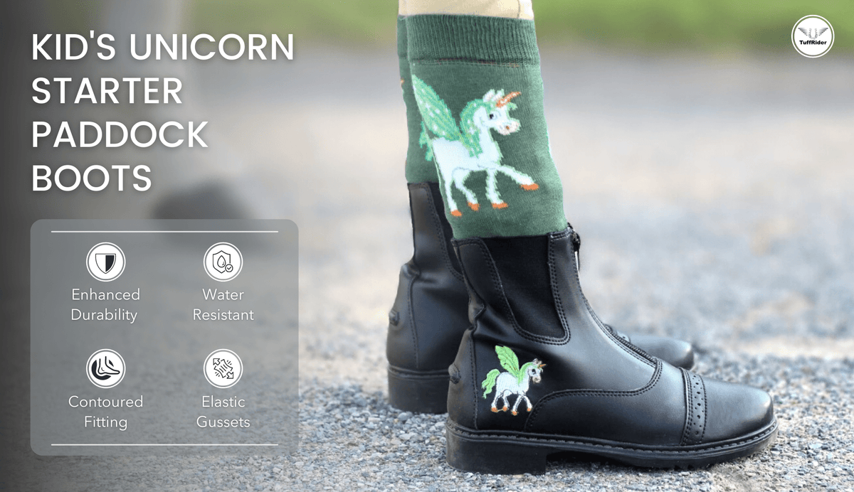 TuffRider Childrens Unicorn Front Zip Paddock Boots Black