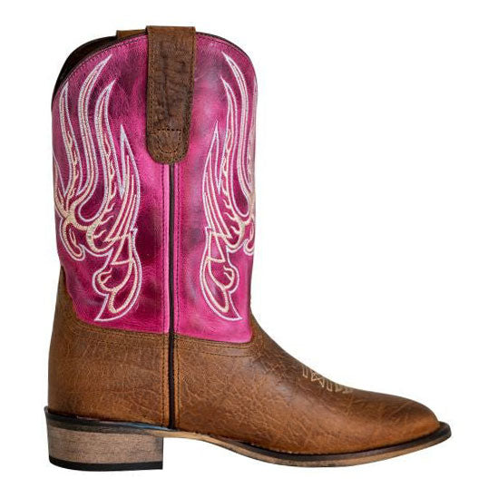 TuffRider Toddlers Arches Flame Embroidered Pink Shaft Square Toe Western Boots