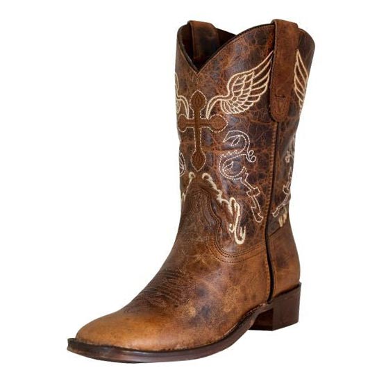 TuffRider Toddlers Sequoia Cross & Wing Embroidered Square Toe Western Boots
