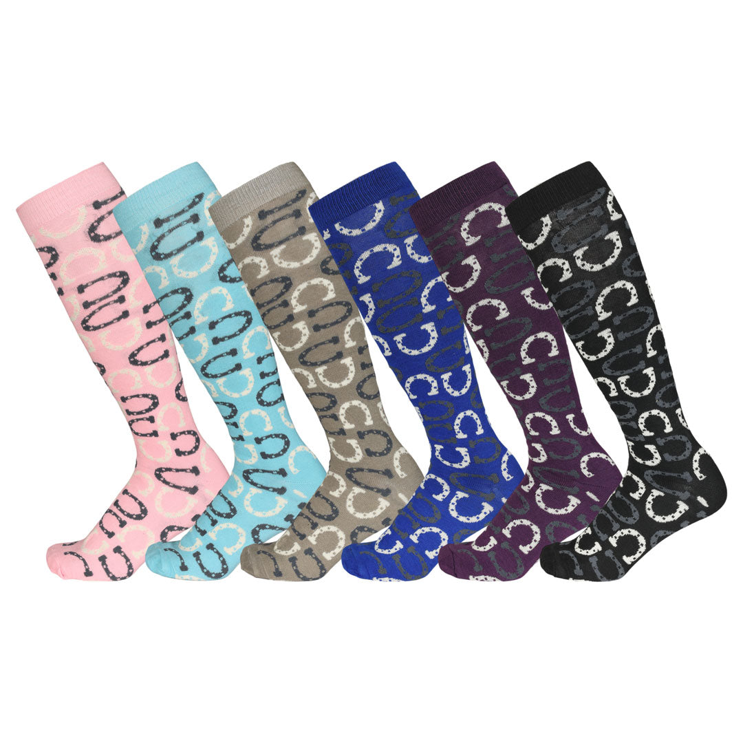 AWST Int'l Ladies Lucky Horseshoes Knee Socks- 6 Pack