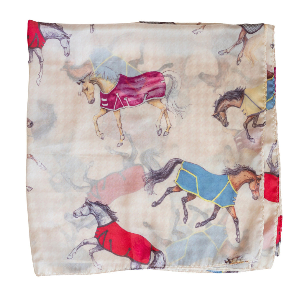 AWST Int'l Lila Horses in Blankets Scarf -36"