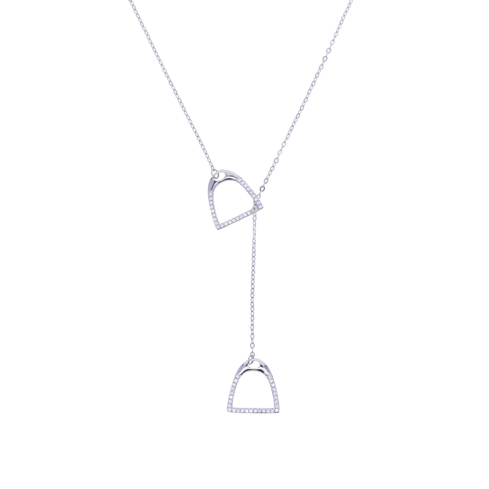 AWST Int'l Lariat Silver Plated Stirrup Necklace