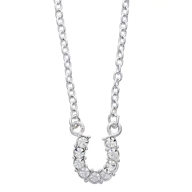 AWST Int'l Rhinestone Horseshoe Necklace w/Horse Head Gift Box