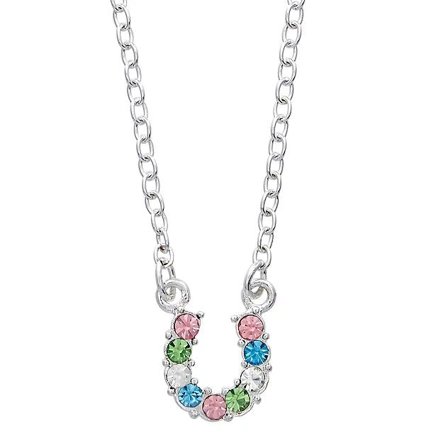 AWST Int'l Rhinestone Horseshoe Necklace w/Horse Head Gift Box
