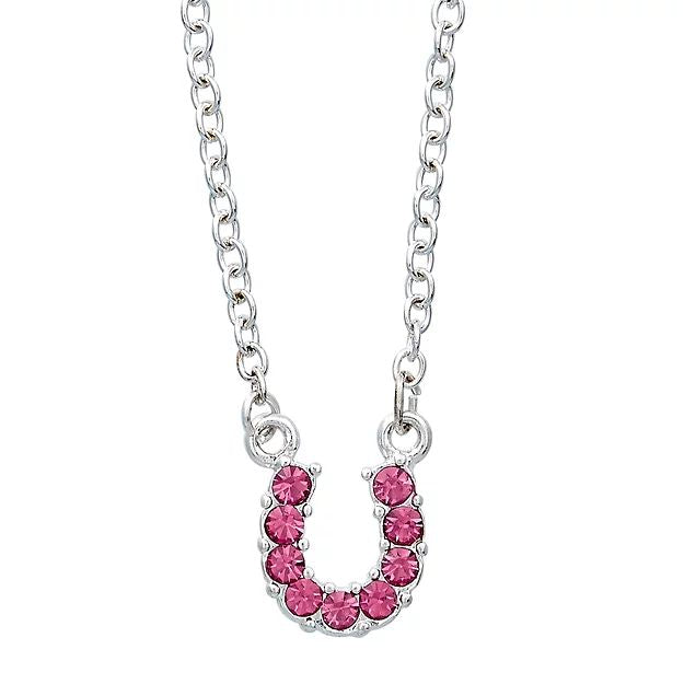 AWST Int'l Rhinestone Horseshoe Necklace w/Horse Head Gift Box