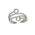 AWST Int'l  Rhodium Spiral Rhinestones & Snaffle Bit Adjustable Ring