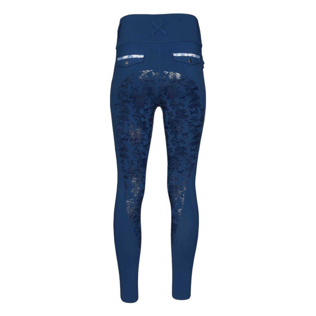 Dapplebay Kids Equestrian Toile Essential Tights-Bright Navy