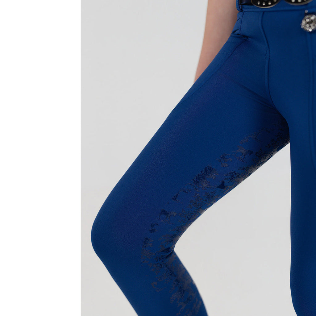 Dapplebay Kids Equestrian Toile Essential Tights-Bright Navy