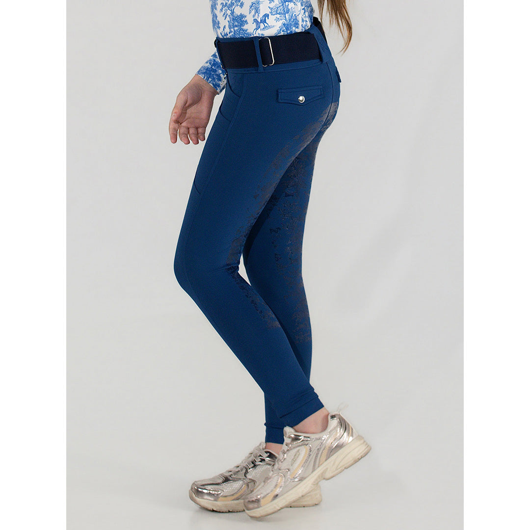 Dapplebay Kids Equestrian Toile Essential Tights-Bright Navy