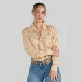 Dapplebay Spring Plaid Breezy Button Up Top-Tan
