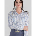 Dapplebay Equestrian Toile Breezy Button Up Top-Moonrise