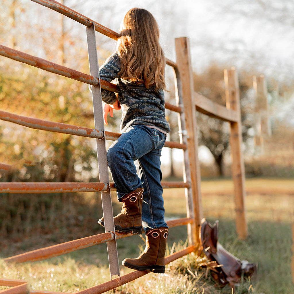 TuffRider Children Yosemite Barbed Wire Embroidered Round Toe Western Boots