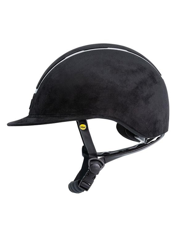 Tipperary Windsor with MIPS Wide Brim - Black UltraSuede Shell w/ Chrome Trim and Black UltraSuede Top