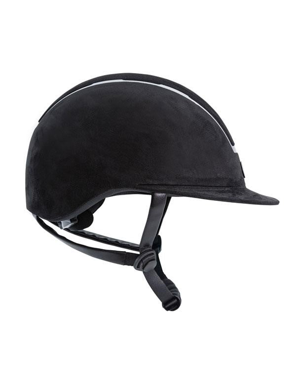 Tipperary Windsor with MIPS Wide Brim - Black UltraSuede Shell w/ Chrome Trim and Black UltraSuede Top