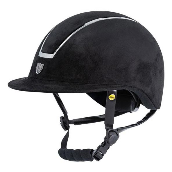 Tipperary Windsor with MIPS Wide Brim - Black UltraSuede Shell w/ Chrome Trim and Black UltraSuede Top